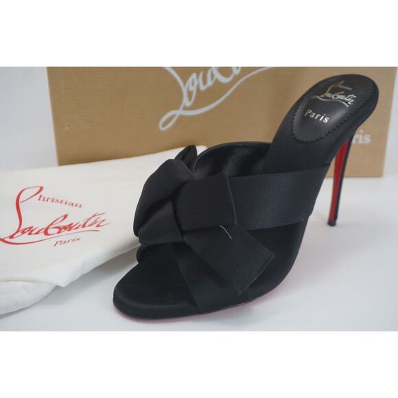 Christian Louboutin Matricia 100 Black Satin Mule Size 40 10 New $995 - Picture 1 of 11